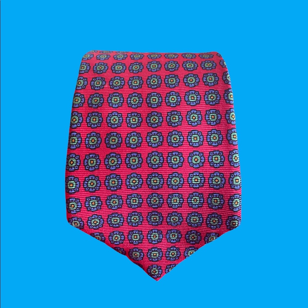 lands end necktie 100% silk red blue green orange